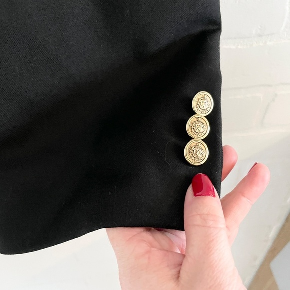 Vintage Eaton Men’s Blazer Wool Black Gold Buttons Single breasted Sz 44L - Picture 4 of 14